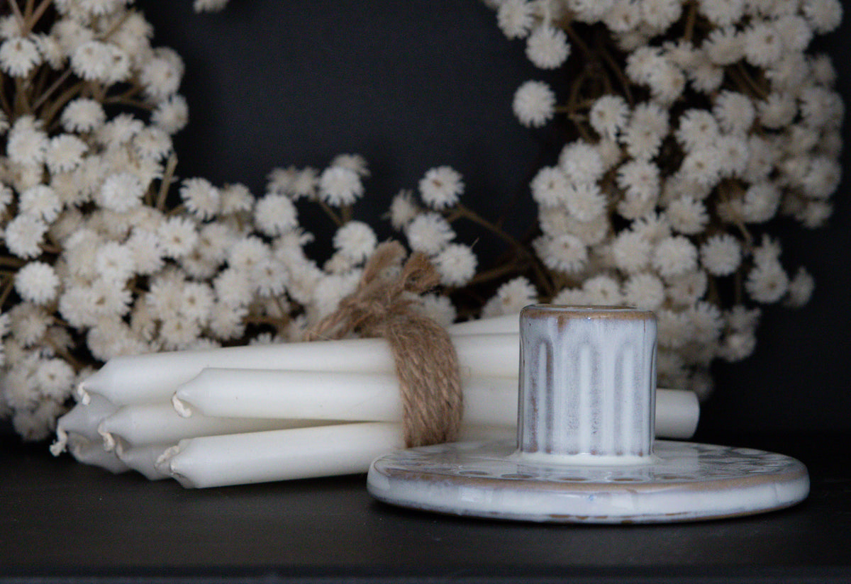 Glazed ceramic candle holder for home decoration