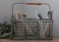 Rustic wire cutlery basket for kitchen or dining table
