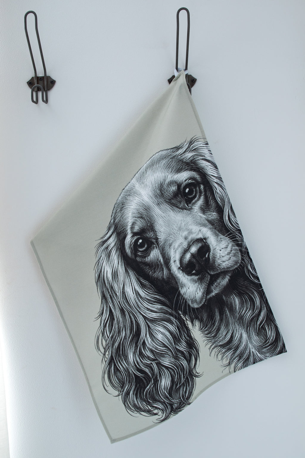 Cocker spaniel illustrated cotton tea towel