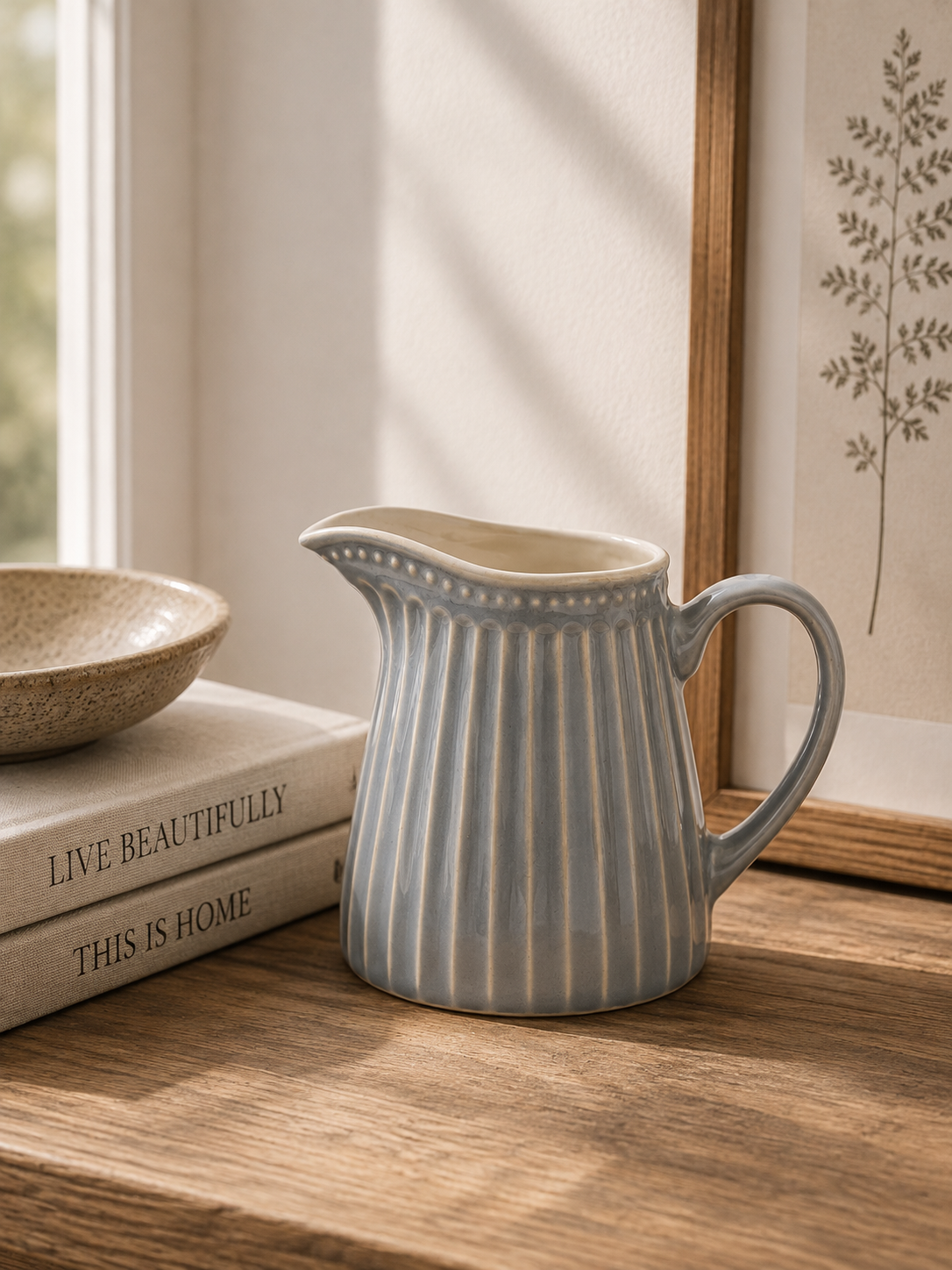 Grey stoneware jug for country kitchen styling