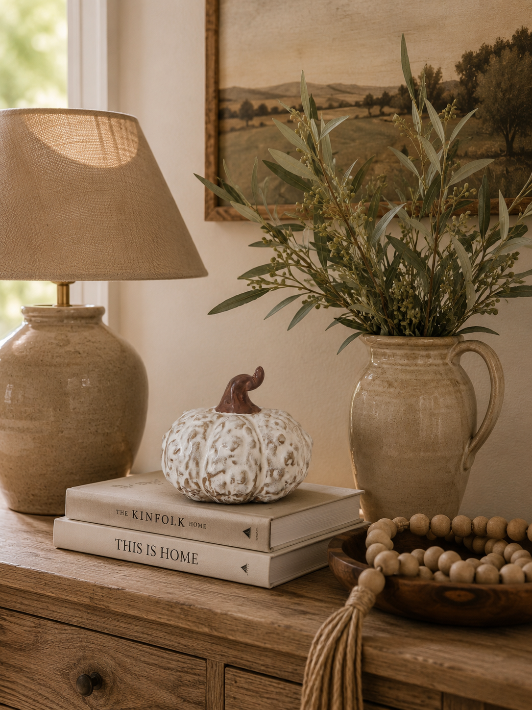 White wonky pumpkin ceramic ornament for seasonal display